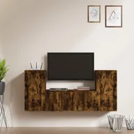 Szafki RTV - vidaXL Zestaw 3 szafek TV, przydymiony dąb, materiał drewnopochodny - miniaturka - grafika 1