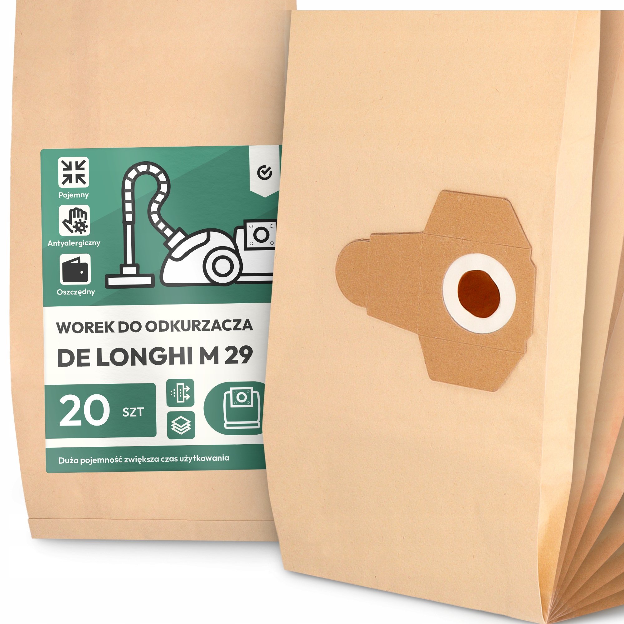 20x Worek do Odkurzacza de Longhi M 29 Papierowy Duży Mocny Worki 2A 2A