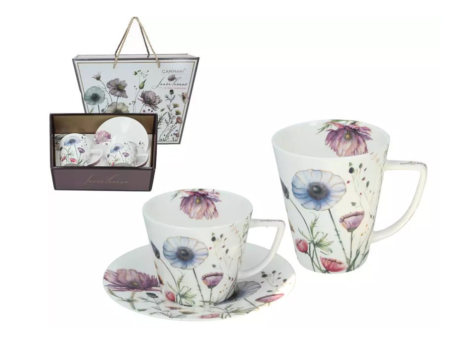 Kpl. filiżanka (0,23 L) i kubek (0,4 L) Carmani - Kwiaty 33.840-3403