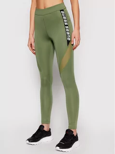 Spodnie damskie - Guess Legginsy O1GA54 MC03W Zielony Slim Fit - grafika 1