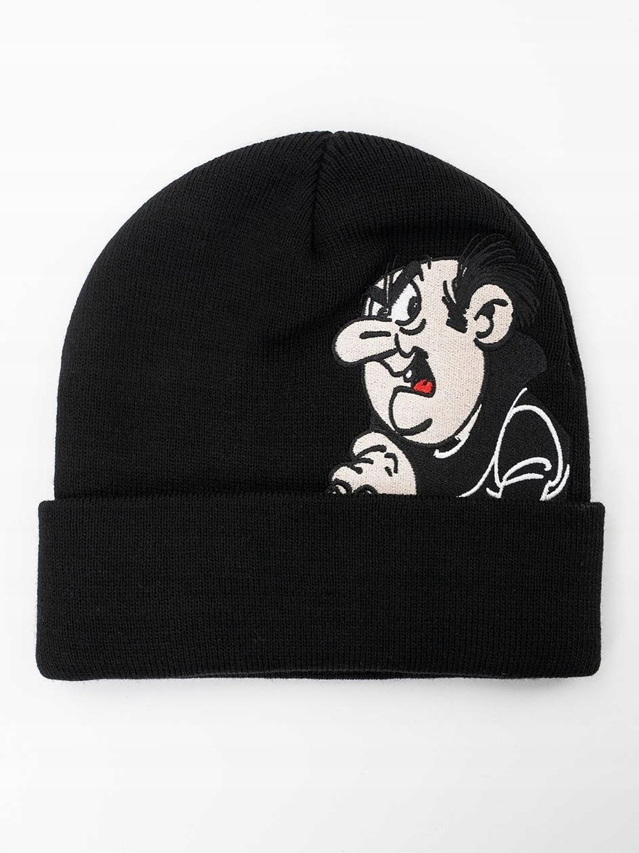 CZAPKA ZIMOWA ZAWIJANA NA CZOŁO CIEPŁA PREMIUM Czarna Smerfy Gargamel