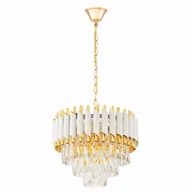 Lampy sufitowe - MAZINI D40 żyrandol kryształowy glamour wykończenie białe/złote 6xE14 - miniaturka - grafika 1