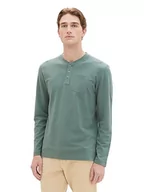 Koszulki męskie - TOM TAILOR Koszulka męska z długim rękawem, 19643 - Green Dust, XL - miniaturka - grafika 1