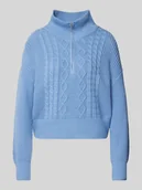 Bluzy damskie - Bluza o kroju oversized z kołnierzem i dzianinowym wzorem model ‘DORITTA’ - miniaturka - grafika 1