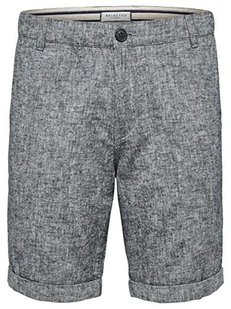 SELECTED HOMME Męskie szorty lniane, Czarny (Black Detail: Mixed With Egret), XXL - Spodenki damskie - miniaturka - grafika 1