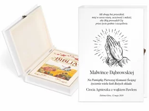 Murrano Biblia Dla Dzieci Z Drewnianym Etui Nadruk Modlitwa KZ-BIB-012_DRO-UV-002 - Pamiątka Chrztu Świętego - miniaturka - grafika 1