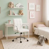 Fotele i pufy dla dzieci - Krzesło Obrotowe Młodzieżowe ASTRO Białe Ekoskóra Nowoczesne - miniaturka - grafika 1