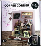 Zabawki kreatywne - Miniaturowy domek COFFE CORNER DIY LED Crafts&Co ZRÓB TO SAM KĄCIK KAWOWY - miniaturka - grafika 1