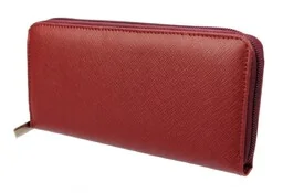 Portfel Damski Skóra Naturalna POLSKAGALANTERIA Z Solidnym Suwakiem Piórnik BORDOWY KP D10-WST - Portfele - miniaturka - grafika 1