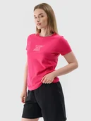 Koszulki i topy damskie - 4F T-shirt slim z nadrukiem damski - różowy XS - miniaturka - grafika 1