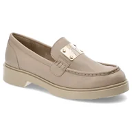 Mokasyny damskie - Beżowe Mokasyny Nessi Stylowe Wsuwane Obuwie Damskie - miniaturka - grafika 1