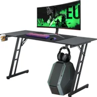 Biurka gamingowe - Sessamen-LP Stół do gier Biurko do gier Biurko komputerowe z uchwytem na kubek, haczykiem na słuchawki Biurko Z-Frame PC Biurko do gier do domowego biura Biurko narożne, 140 x 60 cm, typ A - miniaturka - grafika 1