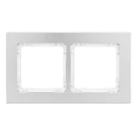 Klawisze i ramki - Karlik Ramka podwójna Deco metal - aluminium szczotkowane, biały - miniaturka - grafika 1