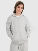 Bluzy dla dziewczynek - 4F Bluza dresowa rozpinana z kapturem dziewczęca - szara 122 (6-7 lat) - miniaturka - grafika 1