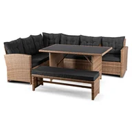 Meble ogrodowe - Zestaw Mebli Ogrodowych Technorattan Na Taras Ogród Miodowy Czarny LIMPIO - miniaturka - grafika 1