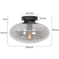 Lampy sufitowe - Steinhauer Lampa sufitowa Reflexion, Ø 30 cm, szkło, czarny/dymny szary - miniaturka - grafika 1