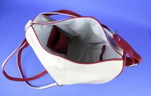 Plecak Skórzany ELKOR (PL) Jowita De Luxe Skóra Naturalna Licowa BIAŁY Z BORDOWĄ LAMÓWKĄ - Torebki damskie - miniaturka - grafika 9