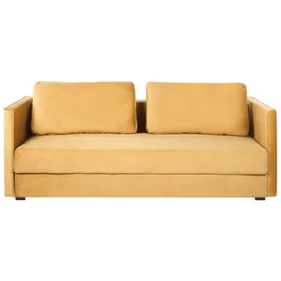 Sofa rozkładana welurowa żółta EKSJO - Sofy i kanapy - miniaturka - grafika 1