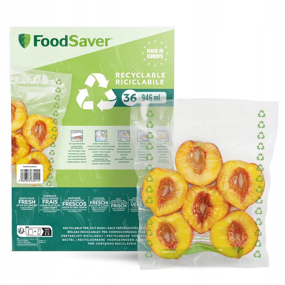 Worki do Próżniowego Pakowania Żywności Foodsaver - 36 szt. 20x29 cm 0,95l