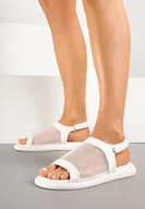 Sandały damskie - Białe Sandały z Siateczkową Cholewką Ranevia - miniaturka - grafika 1