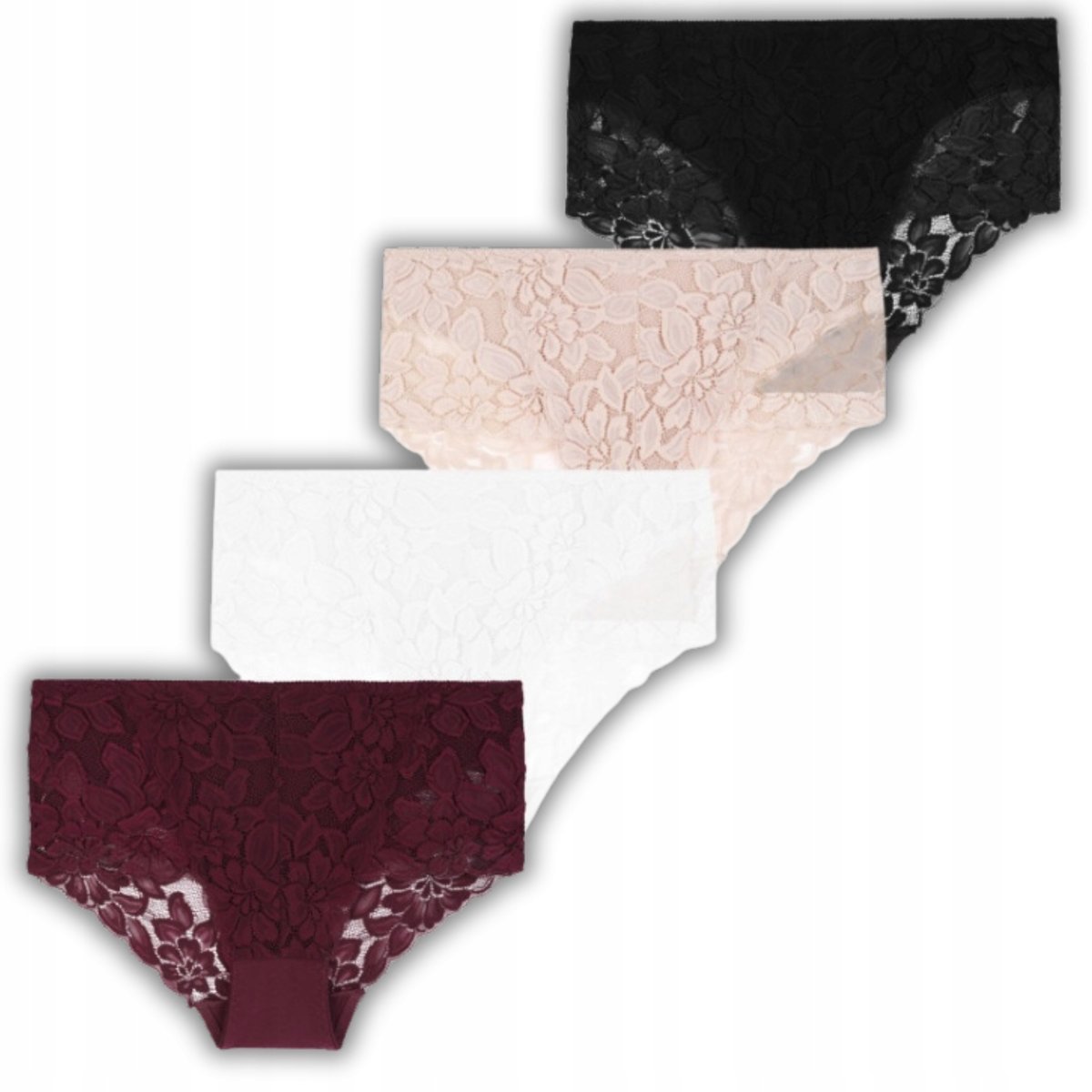 4X MAJTKI DAMSKIE FIGI Z WYSOKIM STANEM BAWEŁNA KORONKOWE MORAJ XXL MIX KOLOR