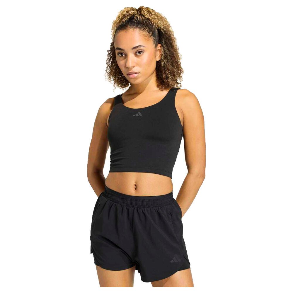 Damski podkoszulek adidas 3 Stripes Studio All Me Light Support Tank Black L