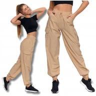 Spodnie damskie - Bojówki Spodnie Damskie Wysoki Stan Luźne Parachute Wygodne Modne MORAJ S - miniaturka - grafika 1