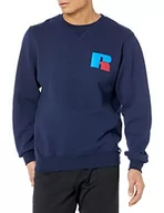 Bluzy męskie - Russell Athletic Męska bluza polarowa Dri-Power, Granatowy - logo Eagle R, XXL - miniaturka - grafika 1