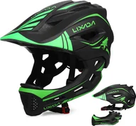 Kaski rowerowe - Kask rowerowy LIXADA dziecięcy kask rowerowy chłopięcy dziewczęcy kask sportowy zdejmowany kask pełnotwarzowy zielony na rowery deskorolki wrotki - miniaturka - grafika 1