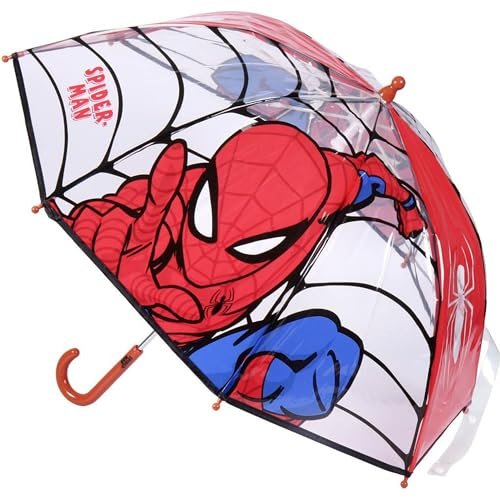 Marvel parasol dla dzieci z Avengers i Spidermanem – parasol dziecięcy odporny na wiatr z motywami superbohaterów i ergonomicznym uchwytem, Spiderman., Standard