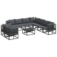 Meble ogrodowe - vidaXL Zestaw Sof na Ogród 10 pcs Czarny 70 x 70 x 32 cm Aluminium - miniaturka - grafika 1