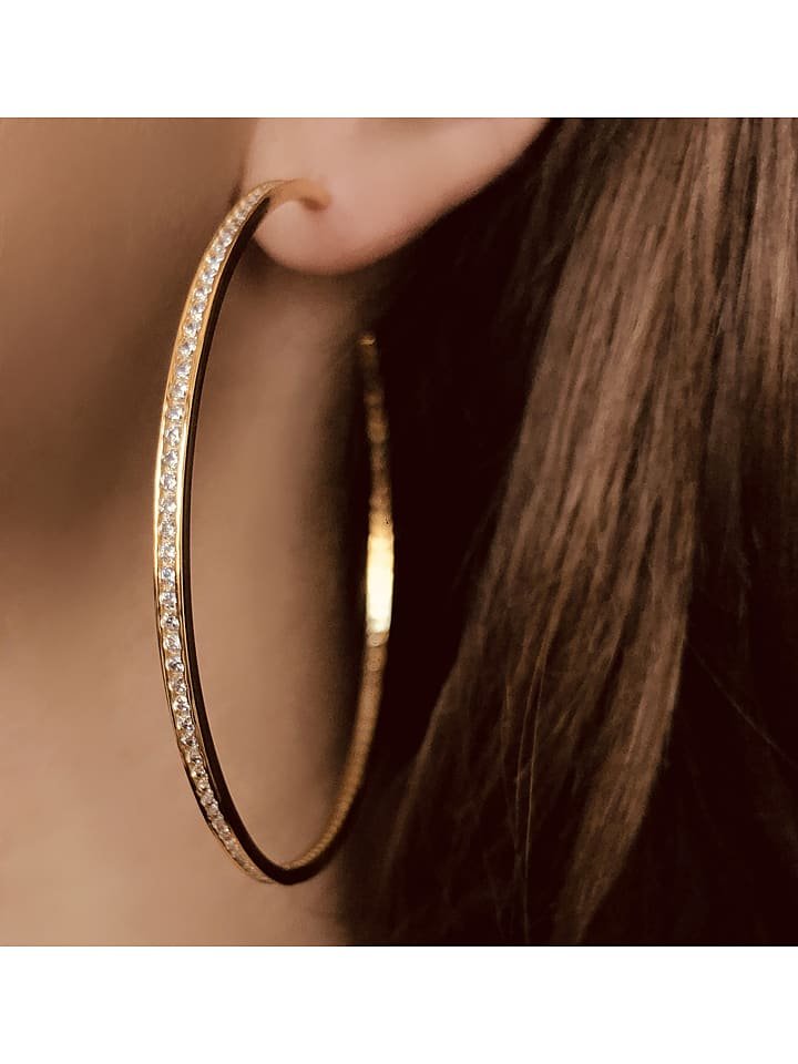 Les Favorites Pozłacane kolczyki-kreole z cyrkoniami