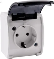 Gniazdka elektryczne - Orno Gniazdo pojedyncze 2P+Z Schuko AQUATIC, IP44, białe dymione, 10 szt. - miniaturka - grafika 1