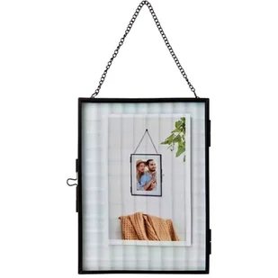 Wisząca Szklana Ramka 10X15 14X19  cm Szkło Metal - Ramki na zdjęcia - miniaturka - grafika 1