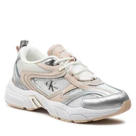 Sneakersy damskie - Sneakersy Calvin Klein Jeans Retro Tennis Low Lace Mh Ml Mr YW0YW01381 Biały - miniaturka - grafika 1