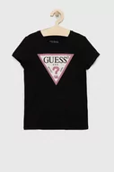 Koszulki dla dziewczynek - Guess t-shirt dziecięcy kolor czarny - miniaturka - grafika 1