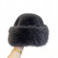 Czapki damskie - futrzana CZAPKA damska ciepła zimowa futerkowa szara elegancka HIT SEZONU - miniaturka - grafika 1