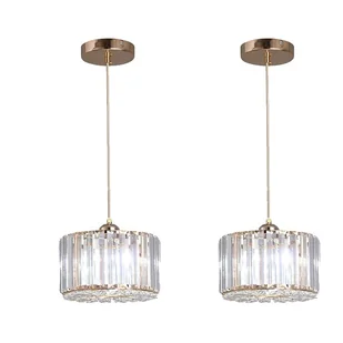 Żyrandol wiszący, kryształowy design, wystrój domu, złoto A 2 sztuki, chłodna biel - Lampy sufitowe - miniaturka - grafika 1