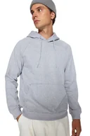 Bluzy męskie - TRENDYOL MAN BLUZA MĘSKA Z KAPTUREM SZARA MELANŻ DŁUGI RĘKAW M 5DA - miniaturka - grafika 1