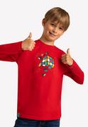 Koszulki dla chłopców - Czerwony longsleeve chłopięcy z nadrukiem L-ACCE JUNIOR - Volcano - miniaturka - grafika 1