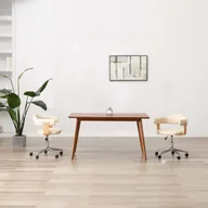 Krzesła - vidaXL Obrotowe krzesła stołowe, 2 szt., kremowe, sztuczna skóra - miniaturka - grafika 1