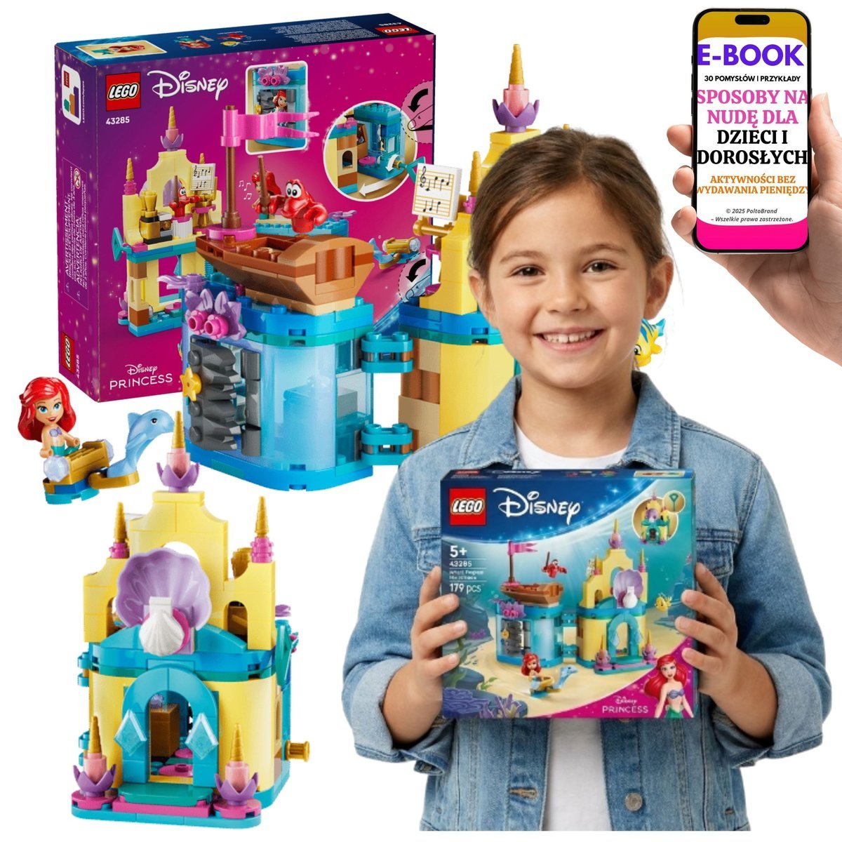 LEGO DISNEY DLA DZIEWCZYNKI Arielka 43285 Minipałac Księżniczki + E-BOOK-3