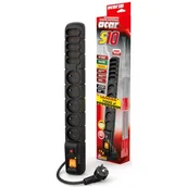 Przedłużacze i rozgałęźniki - Acar S10 10-gniazdowa listwa zasilająca z zabezpieczeniem przed przepięciem (w zestawie 5 m kabla) - miniaturka - grafika 1