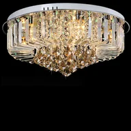Lampy sufitowe - Kryształowa szklana lampa sufitowa podtynkowa żyrandol Crystal E14, sufitowa lampa wisząca nowoczesna lampa do jadalni, salonu, przedpokoju i salonu (60 cm ze źródłem światła) - miniaturka - grafika 1