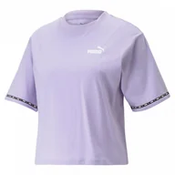Koszulki sportowe damskie - Damski t-shirt z nadrukiem Puma Power Tape Tee - fioletowy - PUMA - miniaturka - grafika 1