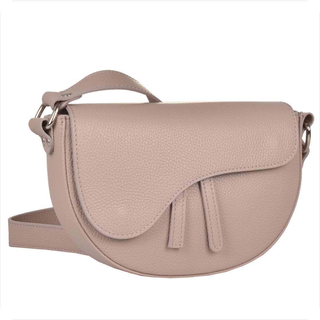 Borse in Pelle Torebka ze skóry naturalnej listonoszka róż pudrowy szeroki pasek