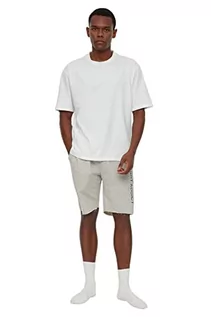 Koszulki męskie - Trendyol Męska koszulka męska, gładka, tkana, krótka piżama, biała, L, biały, L - grafika 1