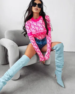 Body OLAVOGA TESS 2024 neon pink i ecru M - Fashionplace - Body - miniaturka - grafika 1
