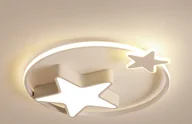 Lampy sufitowe - 45cm LED gwiazda ściemnialna lampa sufitowa fantasy bajkowy styl światło chłopcy dziewczynki pokój dziecięcy żyrandol z pilotem biały - miniaturka - grafika 1