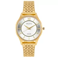 Zegarki damskie - Złoty damski zegarek z bransoletką PACIFIC S6027-15 - miniaturka - grafika 1